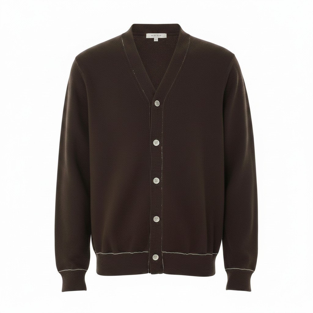 COMME des GARCONS コムデギャルソン ロングスリーブニットカーディガン Vネック トップス OT-N002 Mサイズ ブラウン ウール100% メンズ 男性用u02t【中古】|バリューストック