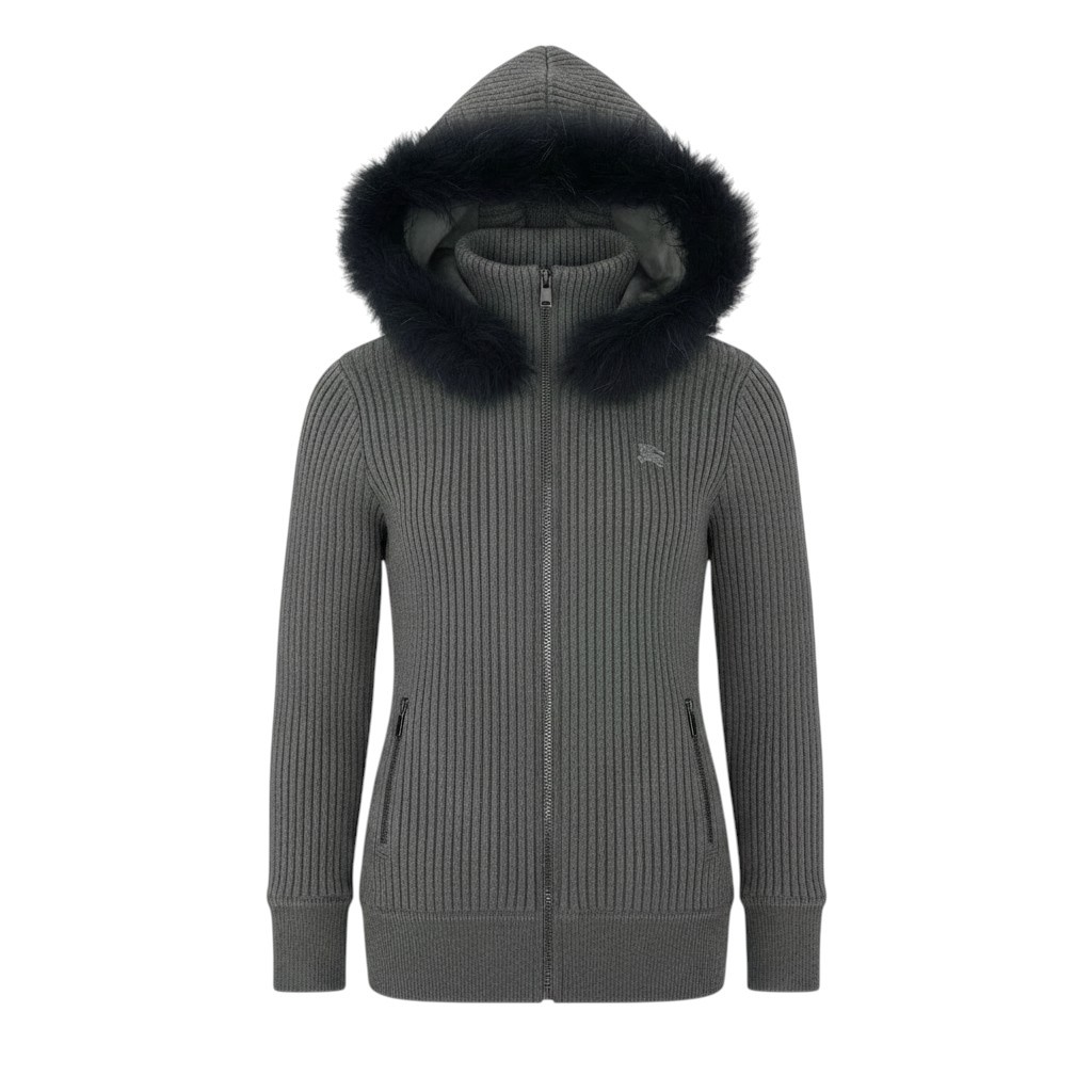 BURBERRY GOLF バーバリーゴルフ リブニットフルジップフーディー パーカー ダブルジップ 日本製 1サイズ グレー メンズ 男性用k02i 【中古】｜バリューストック
