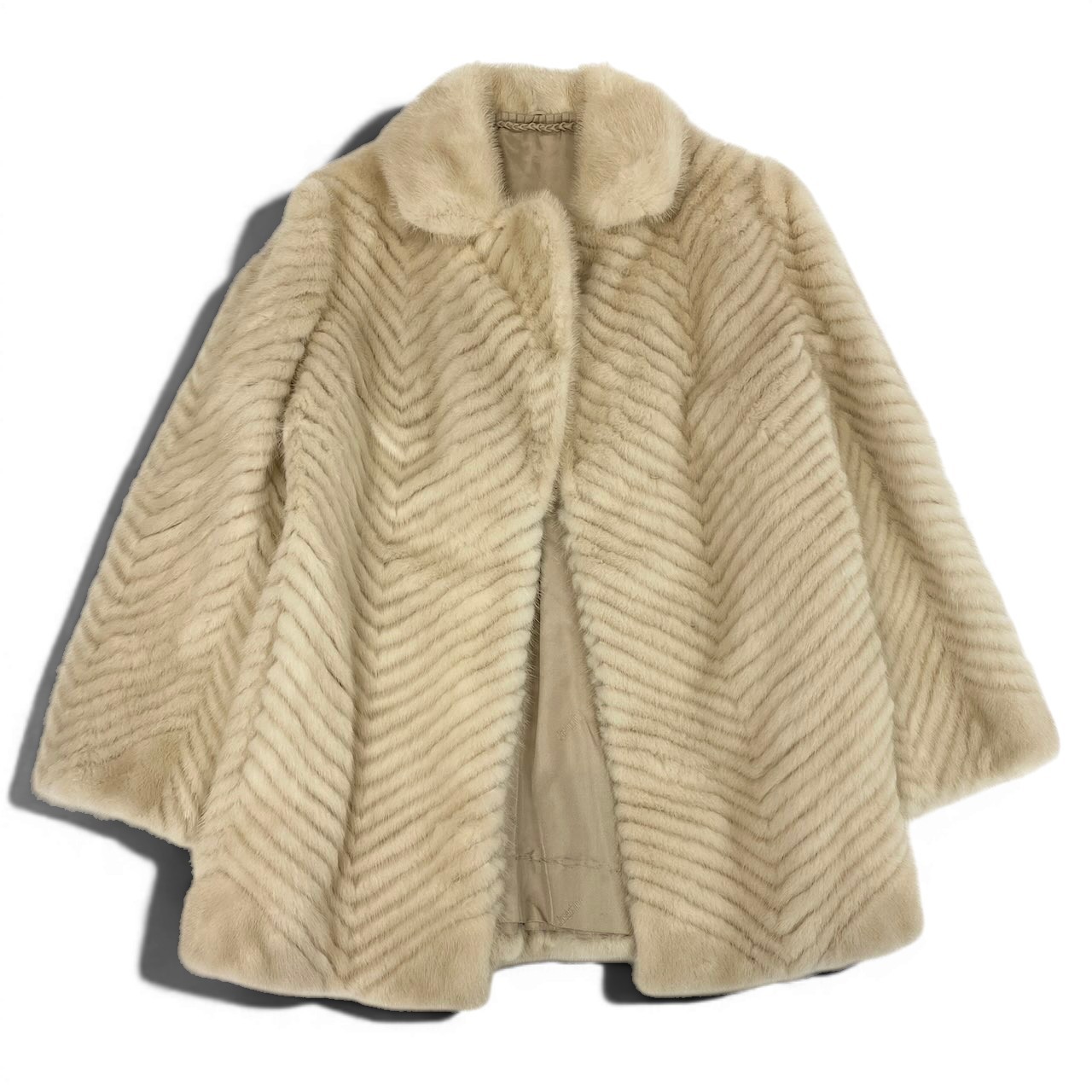 Josephine ジョセフィーヌ パールミンクのコート 毛革厚地の外套 大きさ11 白いこと 本獣の皮 Pearl Mink Fur Coat 本当の毛革t18r 中古