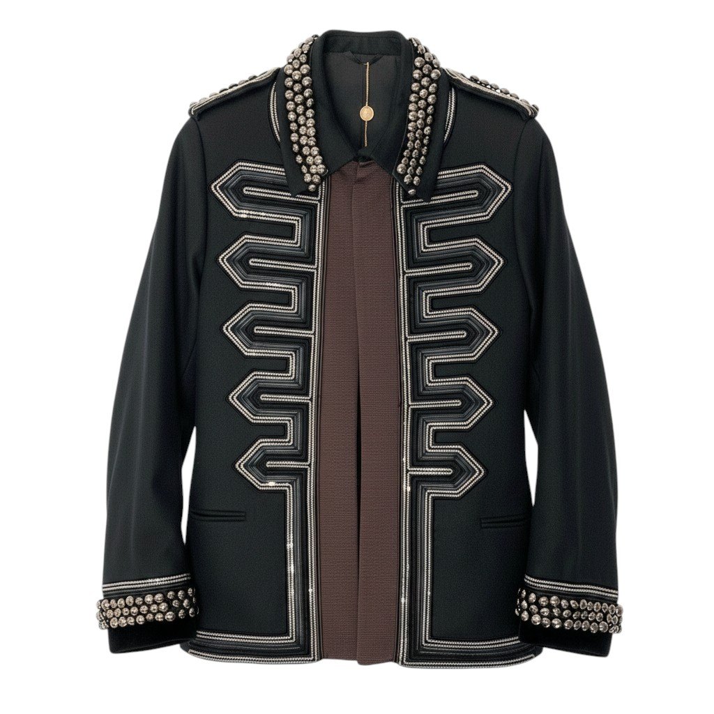 【デッド店卸し資産】GUCCI グッチ 2008AW 幽客通い路着 スタッズ チェーン店かざり付ける ナポレオン１世上衣 大きさ44 フリーダ ジャンニーニ期 フォールコレクション ミリタリー フサールジャケット Archive k02i 中古