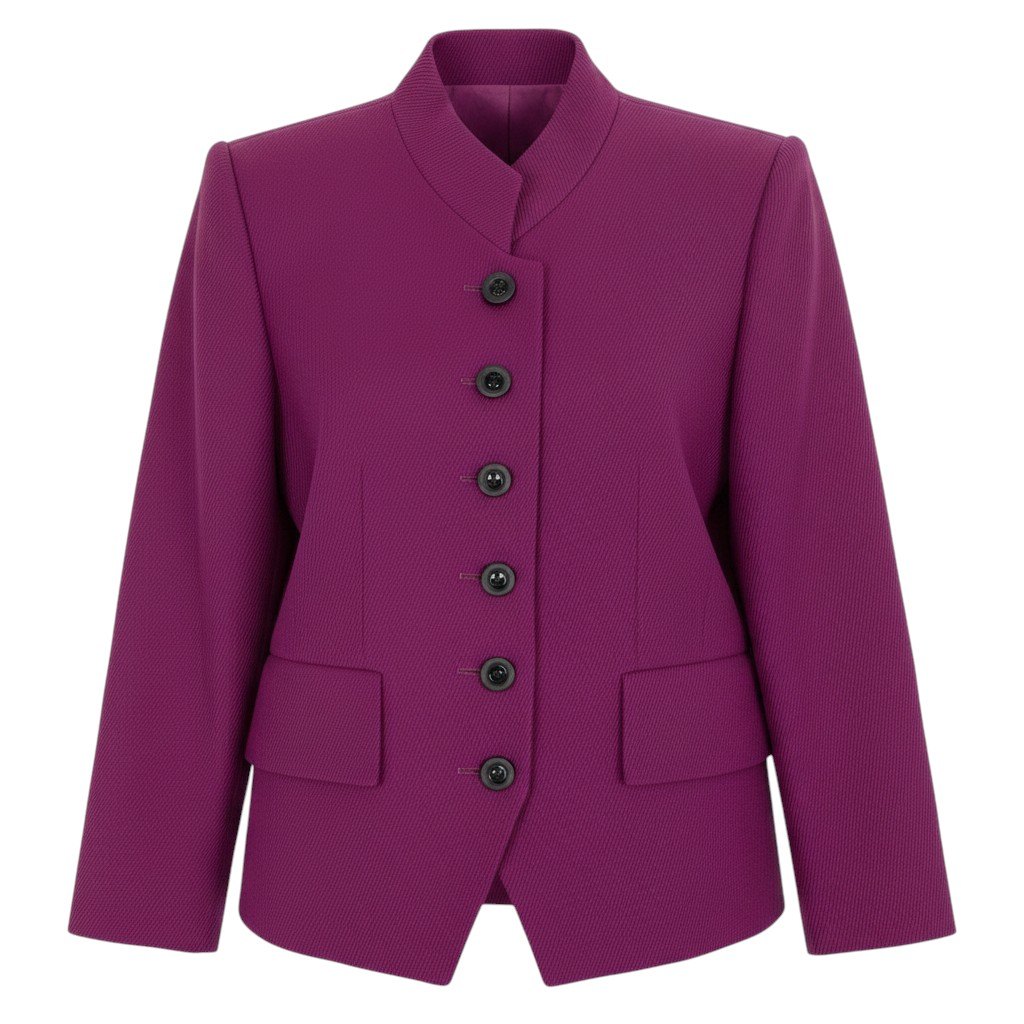 YVES SAINT LAURENT イヴサンローラン スタンドカラー ウールジャケット フォーマル サイズ36 パープル レディース 女性服o07t 【中古】｜バリューストック