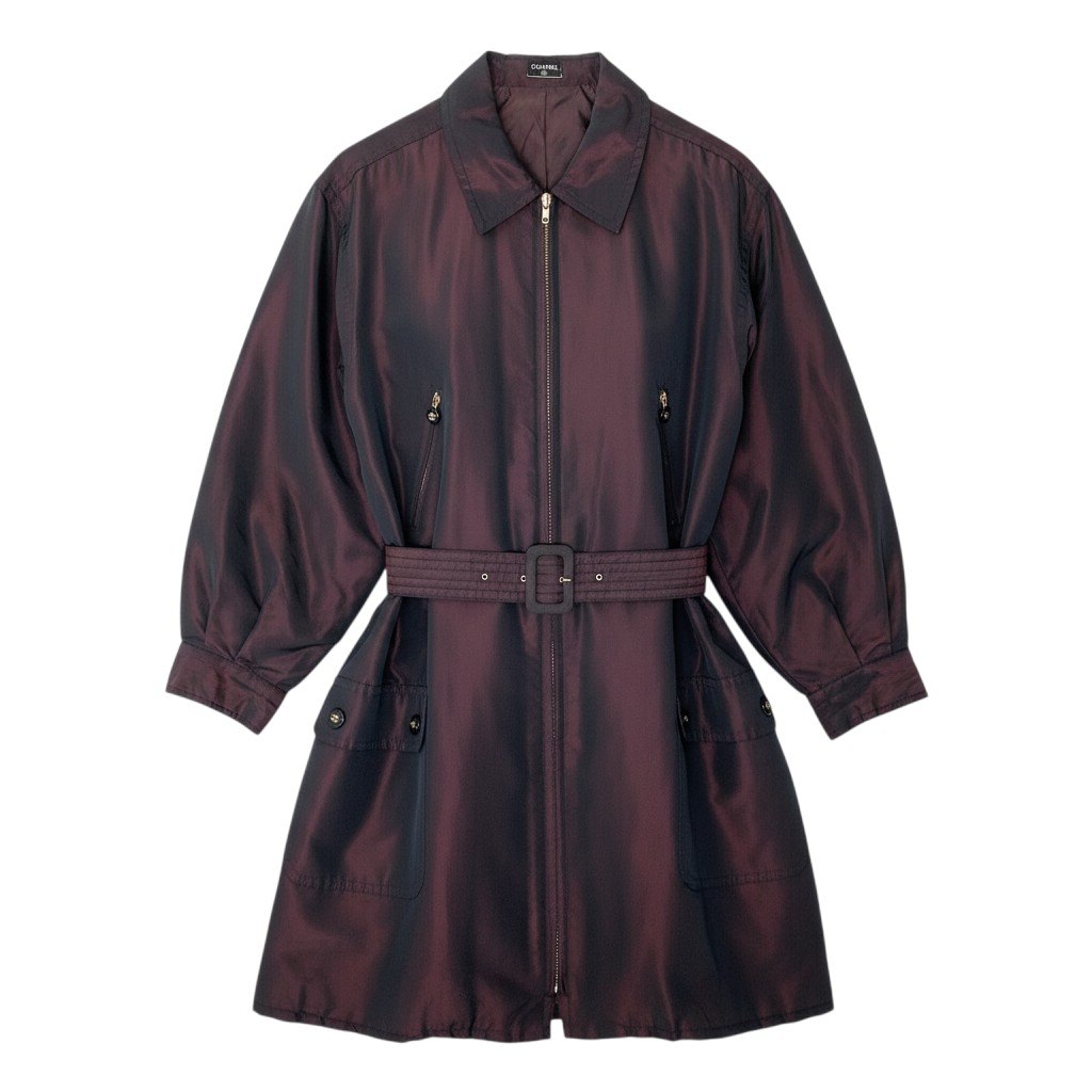 CHANEL シャネル ヴィンテージ ココボタン シルクタフタコート Vintage CC Silk Taffeta Coat ボルドーワインt18r 中古
