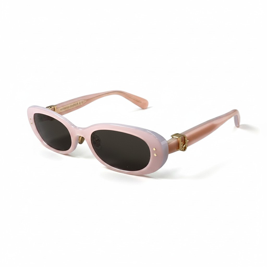 【美品】 Dior Oblique クリスチャンディオール オブ西洋葱 B1F 夢見鳥 オーバル 黒眼鏡 ゴールド 金属元素ロゴタイプ 40A0 54-20 145 淡彩サクラ色\u0026青色 レディースta1 【中古】