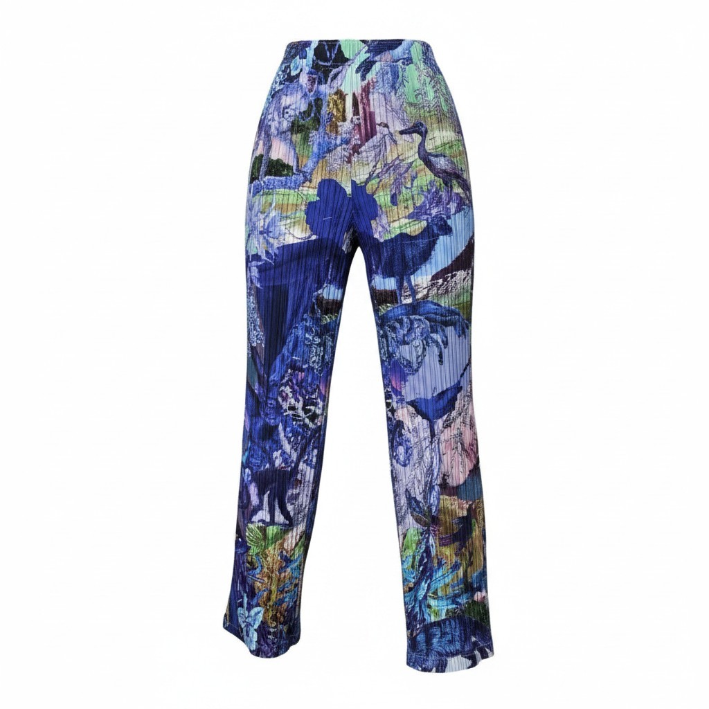 PLEATSPLEASE プリーツパンツ AURORA JUNGLE PP33JF724 3 ブルー系 ポリエステル100％ レディース 女性用u02t 中古｜バリューストック 29,925円