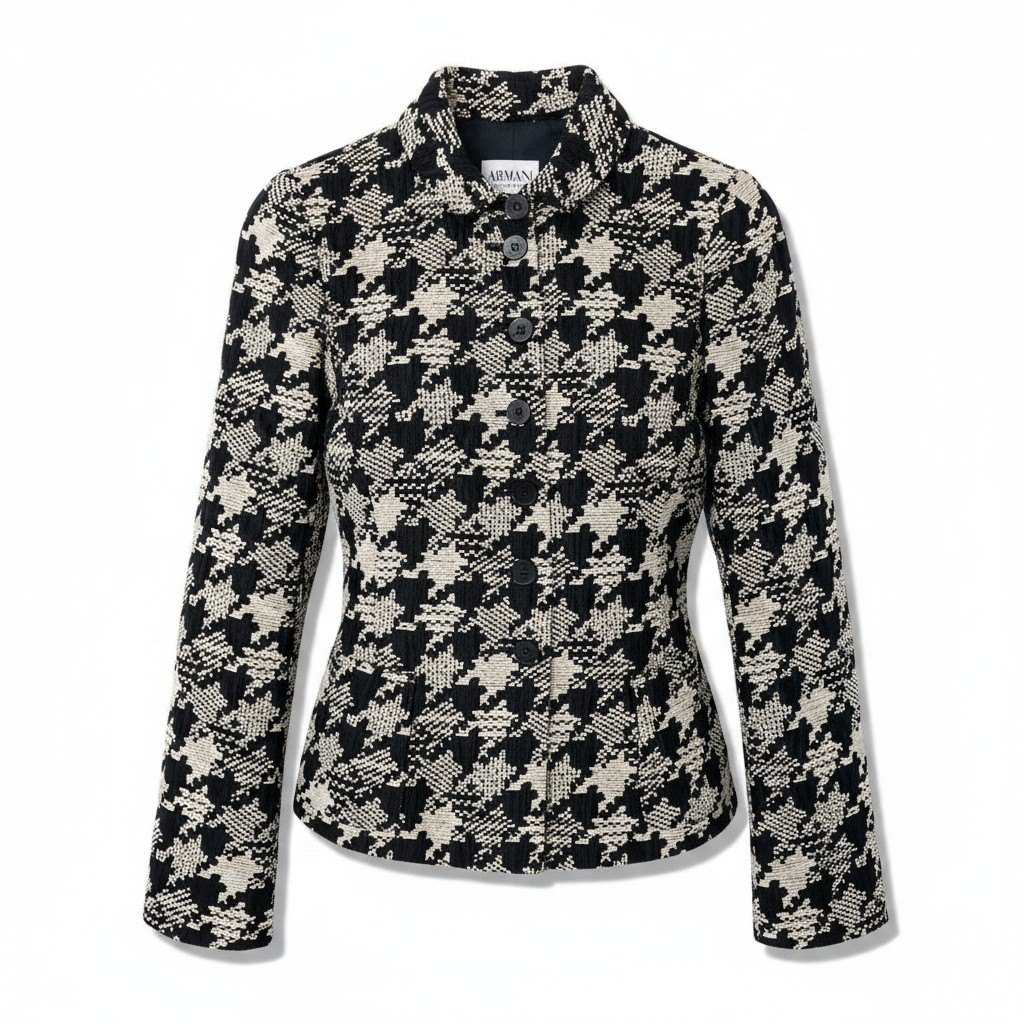 ARMANI COLEZIONI ツイードジャケット 千鳥格子柄 アウター 38サイズ ベージュ ブラック レディース 女性用u02t 【中古】｜バリューストック