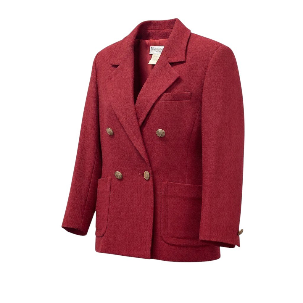 YVES SAINT LAURENT イヴサンローラン variation ヴィンテージ ダブルブレスト テーラードジャケット 金ボタン サイズ38 レッド レディース 女性用u02t 【中古】|バリューストック