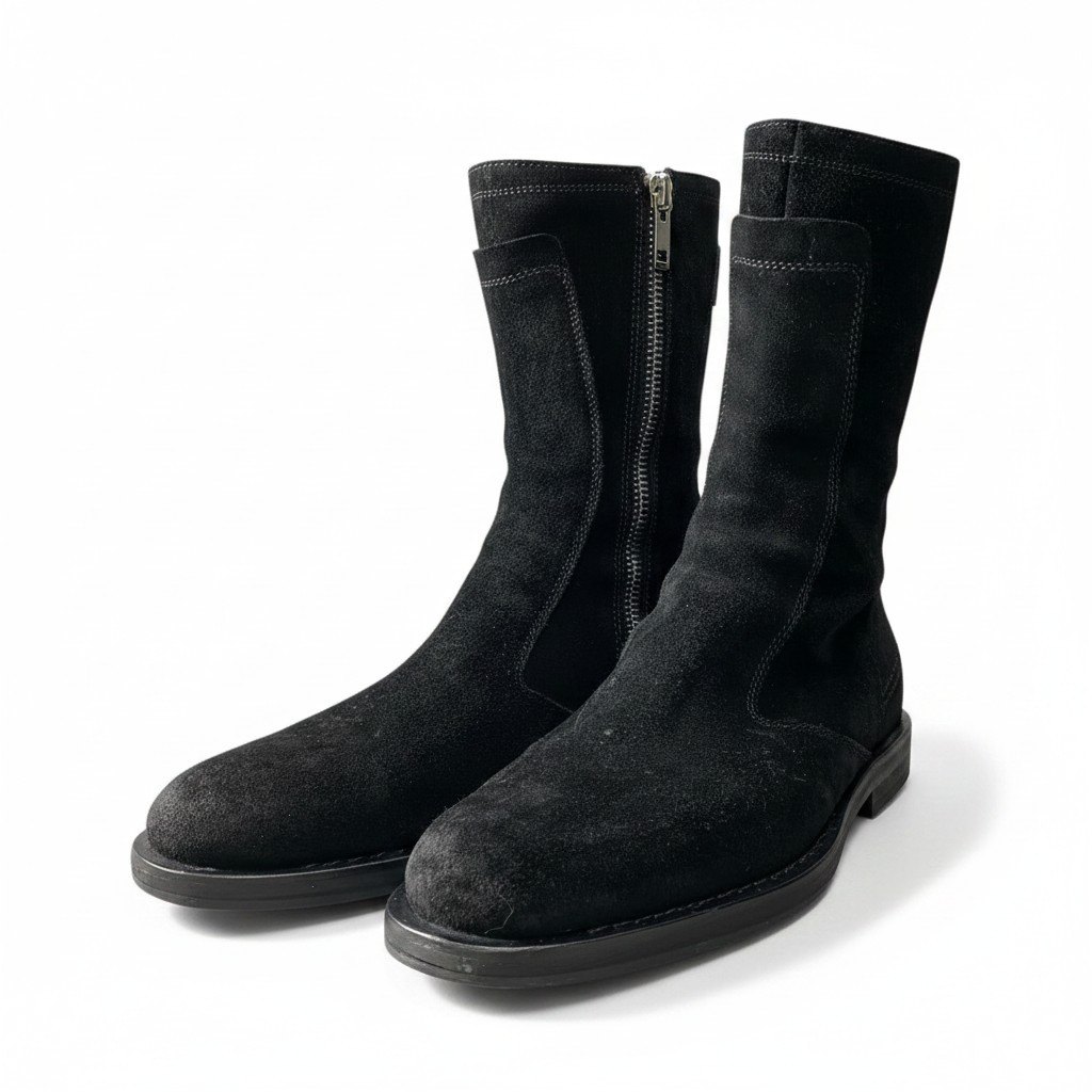 DIOR HOMME ディオールオム 2004年 エディ期 VOTC スエードレザー ブーツ サイドジップ 42 1/2 ブラック メンズ 紳士靴u02t 【中古】|バリューストック