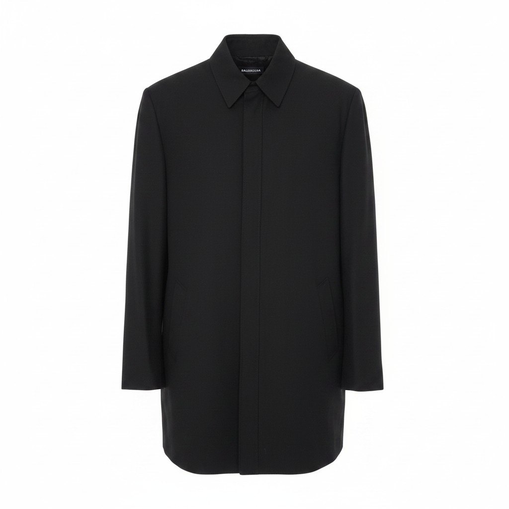 【新品保管品】BALENCIAGA ウールツイールシャツジャケット 46サイズ ブラック メンズ 男性用u02t 新品|バリューストック