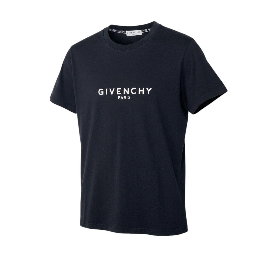 GIVENCHY ジバンシィ ロゴプリント 半袖Tシャツ リブネック BM70K93002 サイズM ブラック コットン100％ メンズta2 【中古】｜バリューストック