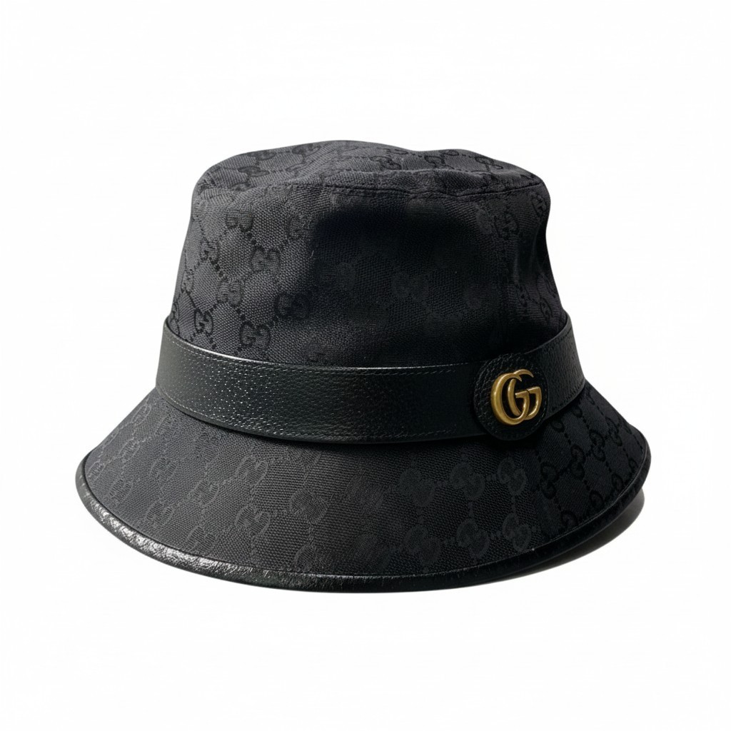 GUCCI グッチ GGキャンバス フェドラ バケットハット GG Canvas Fedora Bucket Hat L 59cm ブラック 帽子 中古|バリューストック