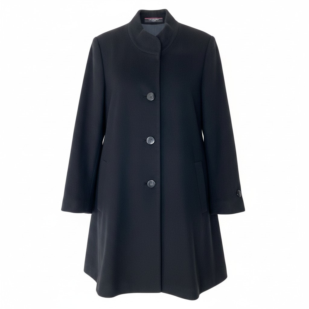 LEONARD FASHION レオナール ステンカラーコート 裏地花柄 ロング カシミヤブレンド サイズ11R ブラック レディースu02t 中古|バリューストック