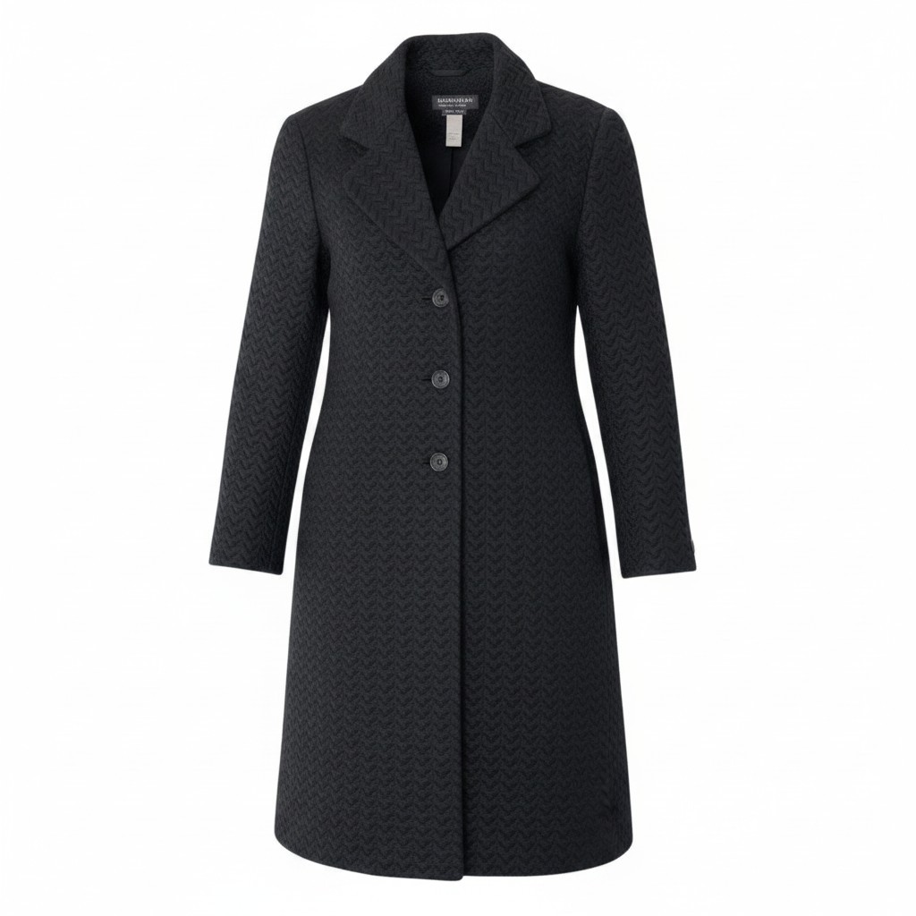 GIORGIO ARMANI ジョルジオアルマーニ BORGONUOVO21 アーカイブ チェスターコート ヘリンボーン サイズ42 ブラック レディースu02t 中古|バリューストック