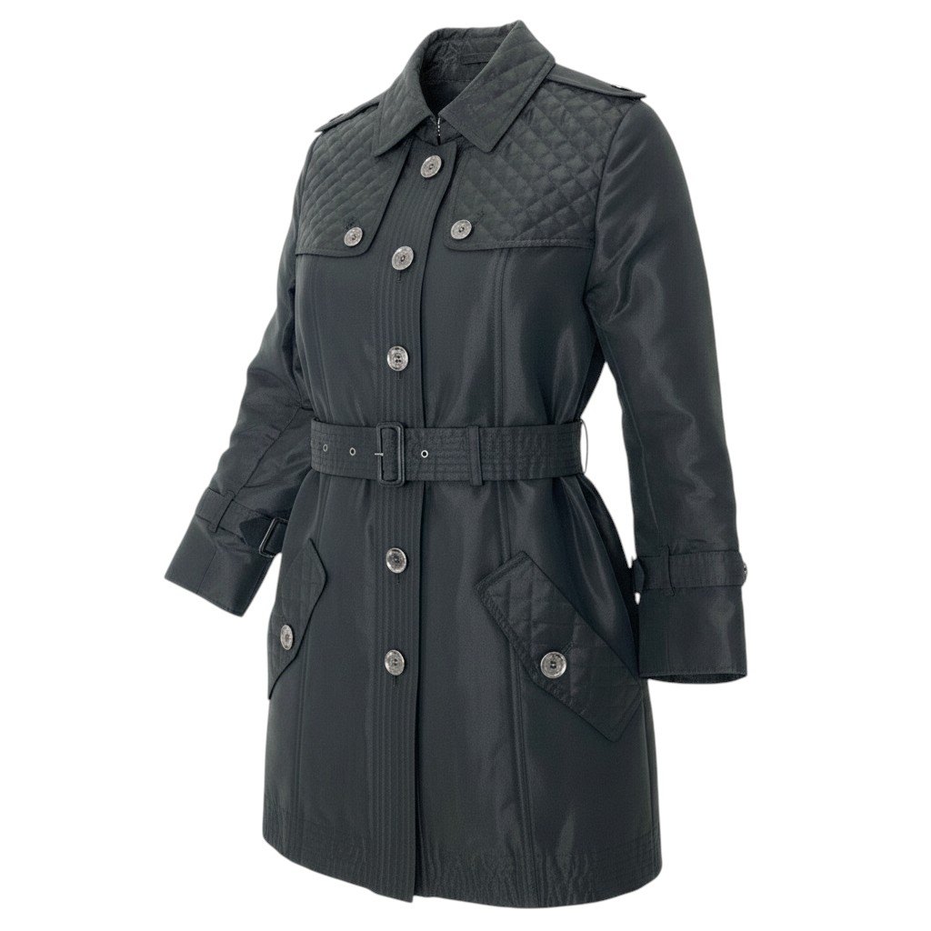 BURBERRY LONDON バーバリー 中綿トレンチコート キルティング サイズ36 ブラック レディースo07t 【中古】｜バリューストック