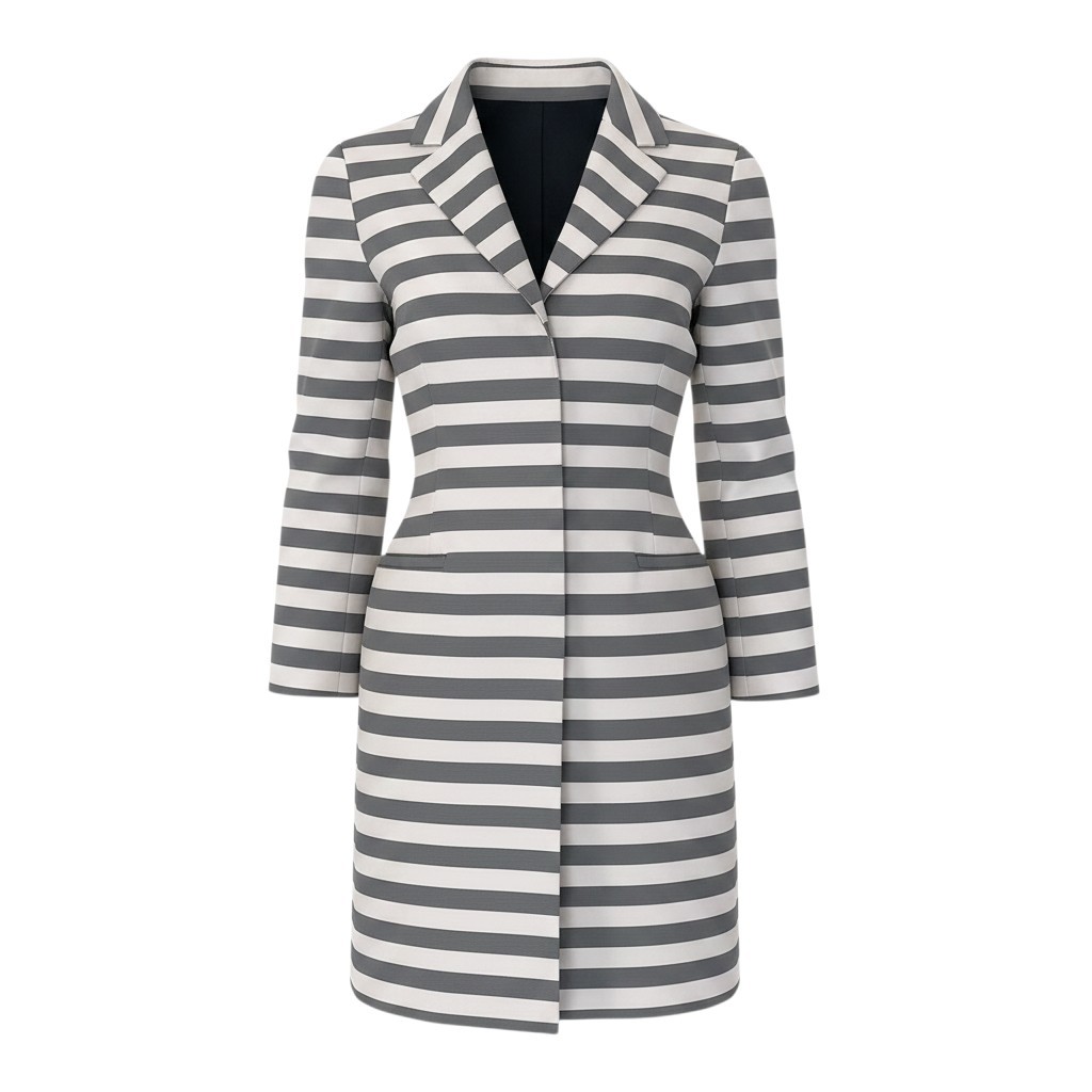 【美品】 WEEKEND MaxMara ウィークエンド マックスマーラ チェスターコート ボーダー柄 サイズ38 グレー レディース 女性用u02t 中古｜バリューストック