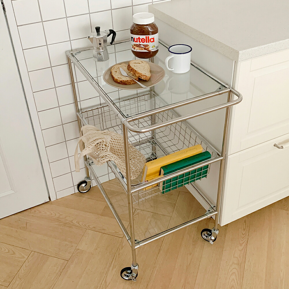 オグレ モジュール家具3段トロリー 韓国インテリア O'gre オグレ モジュール家具3段トロリー 韓国インテリア 透明