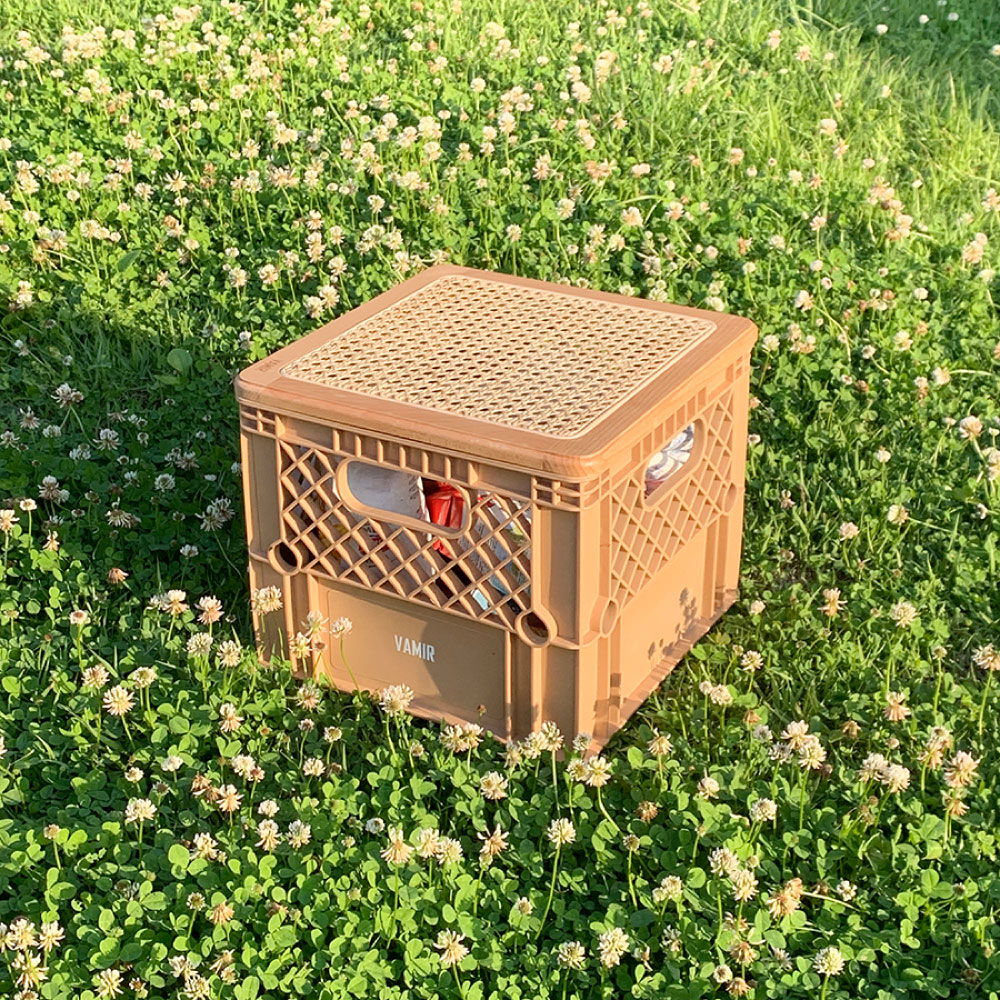 VAMIR バミル ケーンキャンプミルクボックス 韓国インテリア キャンプボックス H28xW33xD33cm|VAMIR