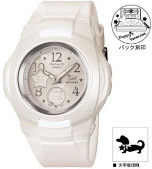 楽天市場 Baby G 腕時計 Casio カシオ ベビーg パピーシリーズ Puppy S Vacances 文字 板に星型の液晶窓とミニチュアダックスフンドのイラストを採用した Bg 90pv 7 E Mix