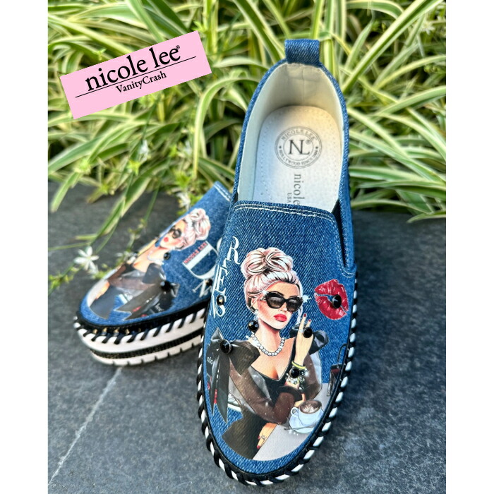 nicolelee ニコールリー DNM23031 LADY IN BLACK スリッポンデニムスニーカー スリッポン スニーカー デニム 鞄 大容量 高見え ヴィーガンレザー デザインバッグ 個性的 アメリカブランド 20代 30代 40代 50代 60代