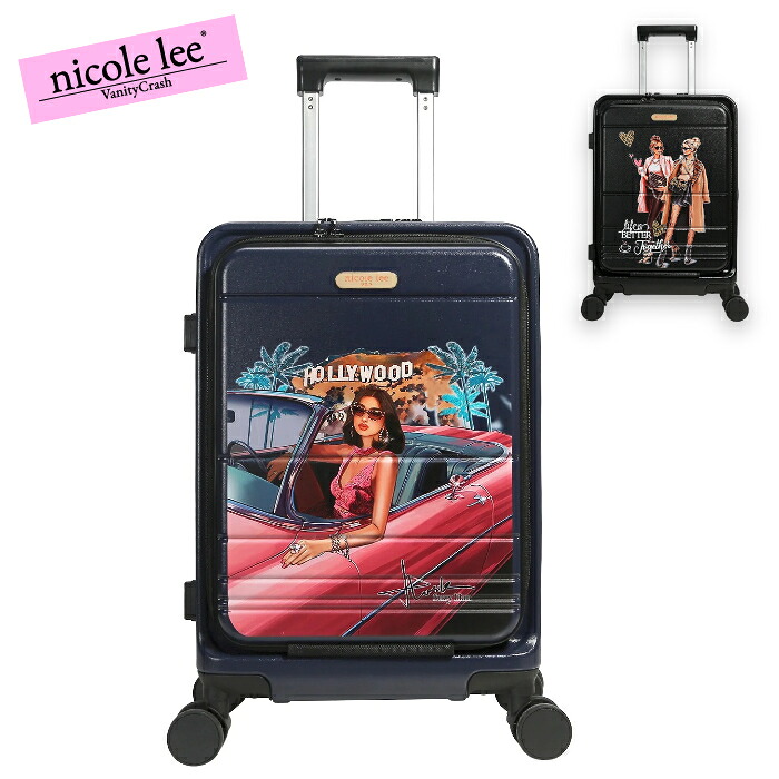 nicolelee ニコールリー HC4020 ストライプキャリー キャリーケース スーツケース 4輪 旅行 1泊 ２泊 綺麗め レディース バッグ 鞄 大容量 高見え ヴィーガンレザー デザインバッグ 個性的 アメリカブランド 20代 30代 40代 50代 60代