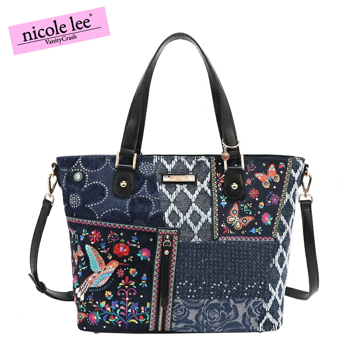 nicolelee ニコールリー JS17032 BOSQUE DE AMOR トートバッグ ショルダーバッグ  ジーンズ御徒面子 軽さ 御徒面子 レディース 御徒面子 鞄 大電気容量 高押し出し ヴィーガンレザー 図案化御徒面子 自己同一性的 亜米利加ブランド名 20代 30代 40代 50代 60代 バッグ-レディースバッグ-ボストンバッグ