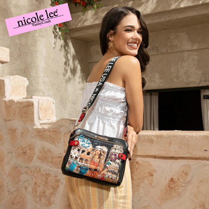 nicolelee ニコールリー MTI17218 MARTHA TRAVELS ITALY クロスボディ ショルダーバッグ 軽量 バッグ レディース バッグ 鞄 大容量 高見え ヴィーガンレザー デザインバッグ 個性的 アメリカブランド 20代 30代 40代 50代 60代