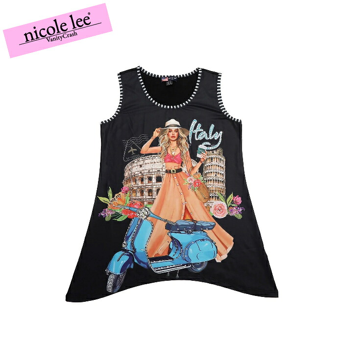 nicolelee ニコールリー TOP1018 MARTHA TRAVELS ITALY チュニックタンクトップ タンクトップ 春 夏 服レディース 高見え デザインバッグ 個性的 アメリカブランド 20代 30代 40代 50代 60代