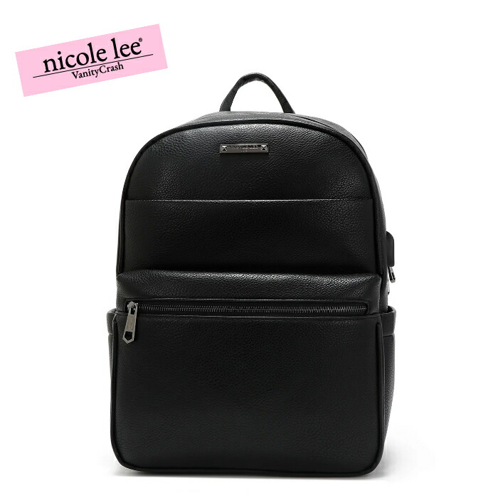 nicolelee ニコールリー MEN16957  BLACK バックパック リュック メンズ ユニセッスク お洒落 レディース バッグ 旅行 鞄 高見え ヴィーガンレザー デザインバッグ 個性的 アメリカブランド 20代 30代 40代 50代 60代