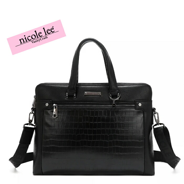 nicolelee ニコールリー MEN16958 BLACK ブリーフケース PCバッグ A4 パソコン メンズ ユニセッスク 仕事 お洒落 レディース バッグ 鞄 高見え ヴィーガンレザー デザインバッグ 個性的 アメリカブランド 20代 30代 40代 50代 60代
