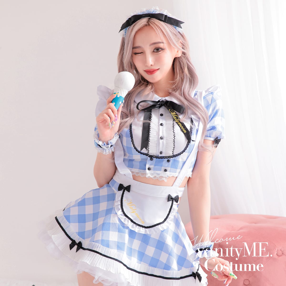 [正規品] Malymoon マリームーン ギンガムチェック メイド コスプレ 男ウケ メイド服 青 水色 メイドコス かわいいコスプレ コスプレメイド服 ミニ丈 セクシーメイド 衣装 ブルー セクシー 可愛い レディース 女性 コスチューム メイドコスプレ ml9531-4a