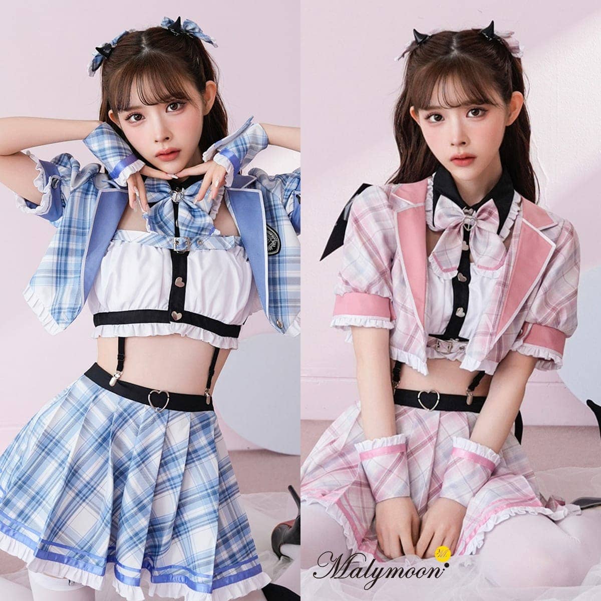 [正規品] 悪魔 サキュバス デビル コスチューム コスプレ サキュバス衣装 デビルコスプレ 制服 コスチューム 衣装 仮装 チェック柄 レディース 大人 女性 Malymoon マリームーン チェック デビル 制服コスチューム ブルー ピンク フリーサイズ ml9780