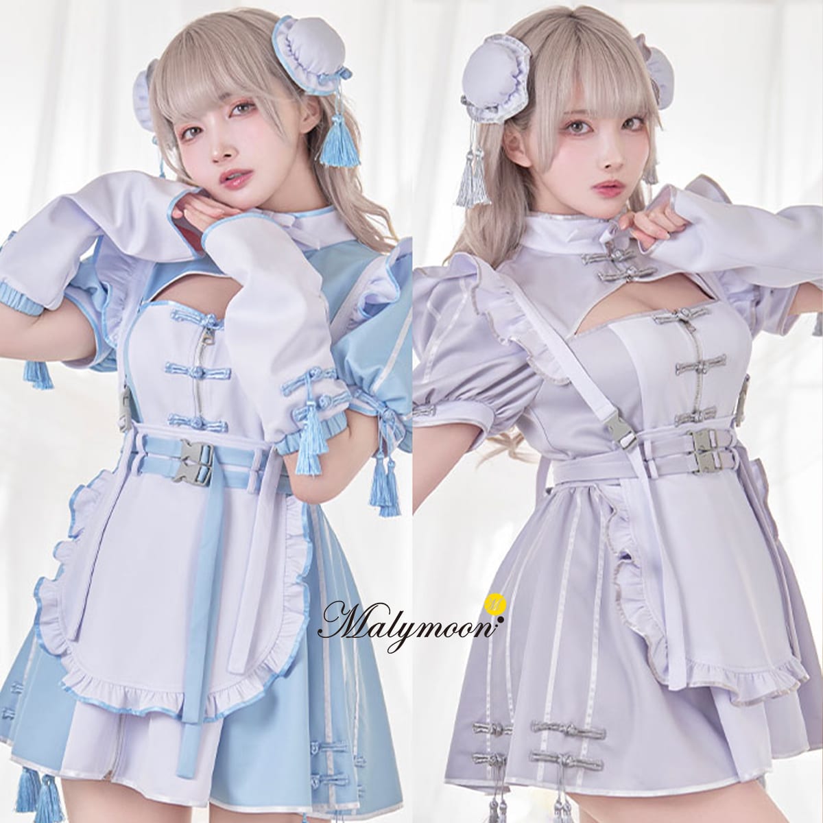 [正規品] 天使界隈 天使 コスプレ エンジェル 天使コス チャイナ チャイナドレス ジャージ 半袖 スウェット ワンピース スカート サブカル 仮装 女性 レディース かわいい パステル コスプレ女子 マリームーン malymoon チャイナワンピースドールメイド ml9919