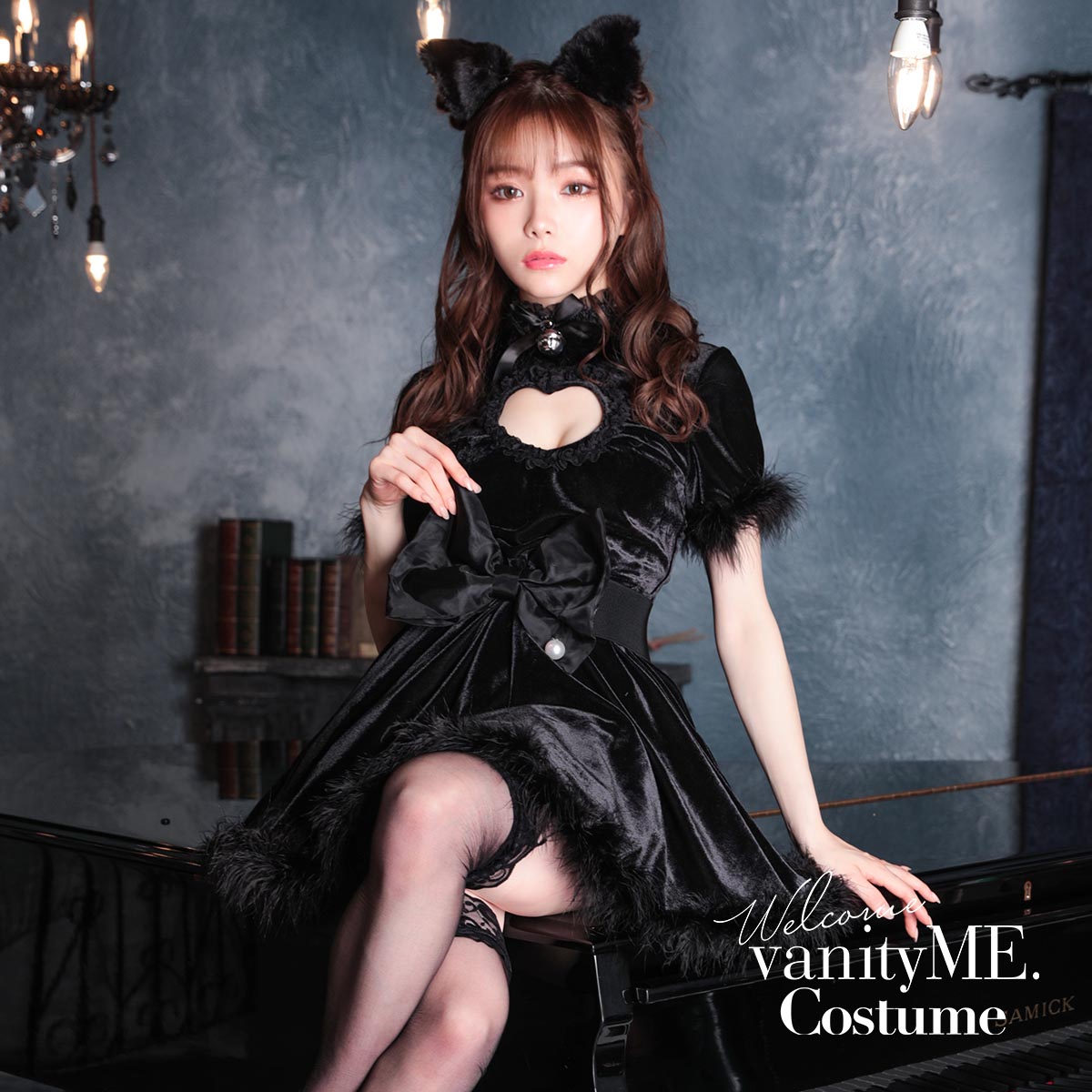 [高品質] 猫 黒猫 胸あき 猫コスプレ セクシー コスプレ キャットコスプレ ネコ キャット コスプレ衣装 コスチューム ねこ 猫 大人 レディース ワンピース アニマル かわいい おしゃれ コスプレ 【2点セット】RiinaCATリーナキャット黒vcsot-23909-1a