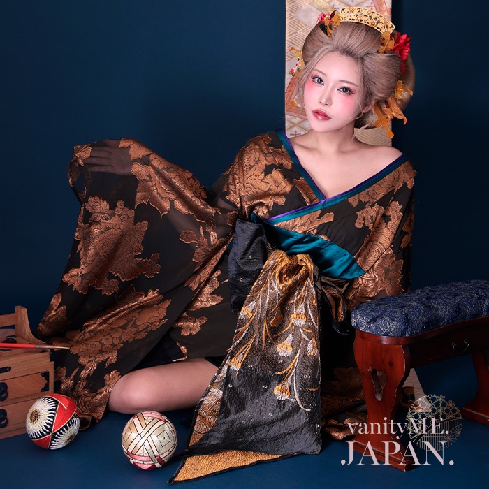花魁 コスプレ コスチューム 衣装 コスプレ衣装 花魁ミニ ミニ ミニ丈 大奥 花魁コスプレ 和風 和服 和装 和柄 本格 着物 花魁ドレスミニ 着物ドレス 大人 女性 レディース レディースコスプレ 大人コスプレ 【2点セット】ミニ花魁コスプレ 金箔牡丹 黒×金 vcsot-250757-1