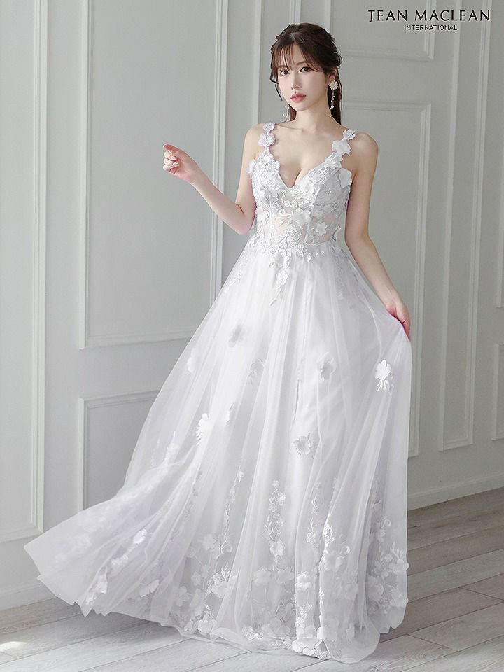 キャバドレス ロング 大人 高級キャバドレス ロングドレス クラブ ワンピース JEAN MACLEAN ジャンマクレーン 立体フラワーモチーフ/ワンカラー/刺繍/姫/ロングドレス アイボリー ja41692-1