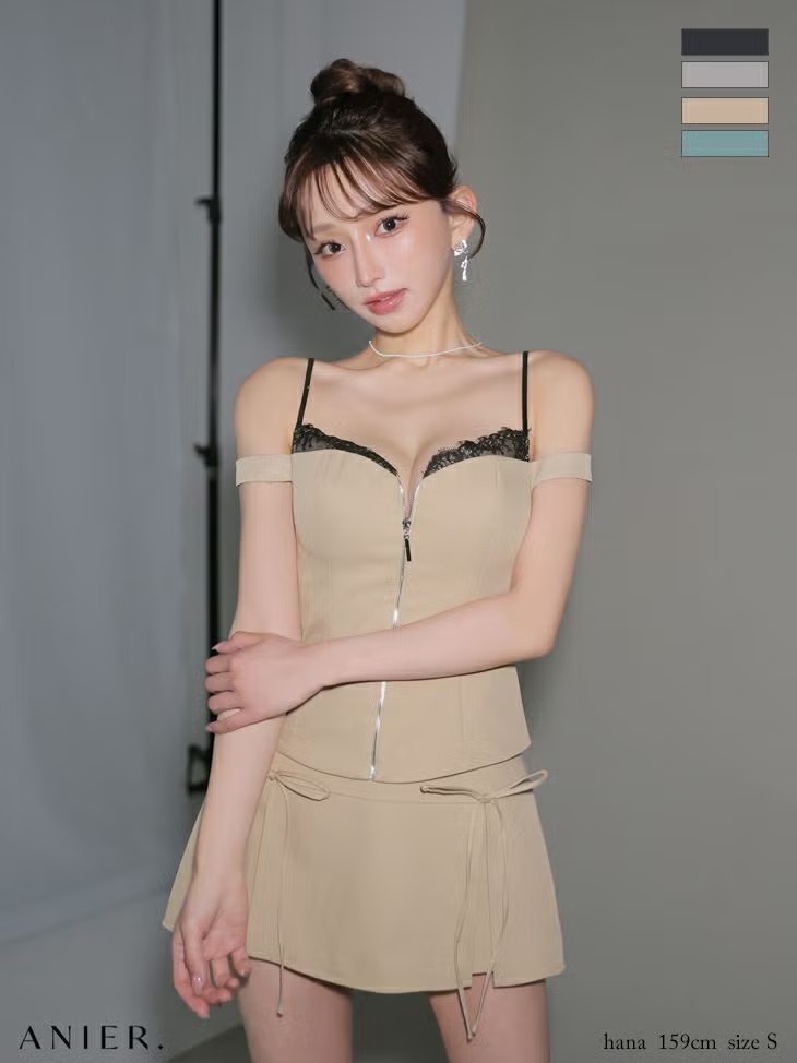 ROBE de FLEURS anier.ROBE ローブドフルール アニエルローブ 【XSサイズあり】Bust lace layered two-piece mini dress バストレースレイヤードセットアップミニドレス fm-anier4060