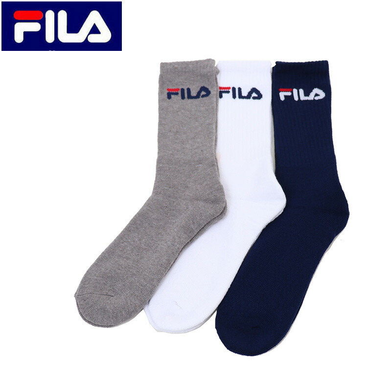 楽天市場 3足組 Fila クルー丈ソックス フィラ ソックス クルー メンズ 3足セット 靴下 3ｐ Fila フィラ メンズインナーshopバンタン