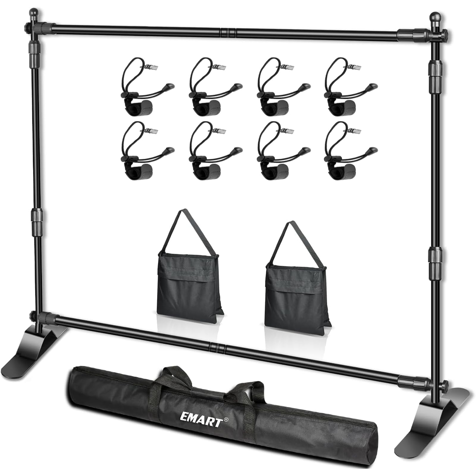 EMART 背景スタンド 背景バナースタンド 300×240cm 伸縮式 幅、高さ調節可能 合金製 高耐久 簡単組立 展示会、トレードショー、 パーティー装飾などに適用 写真撮影、生放送、 グリーンバック、背景紙、クロマキー合成などに大活躍（サンドバッグ*