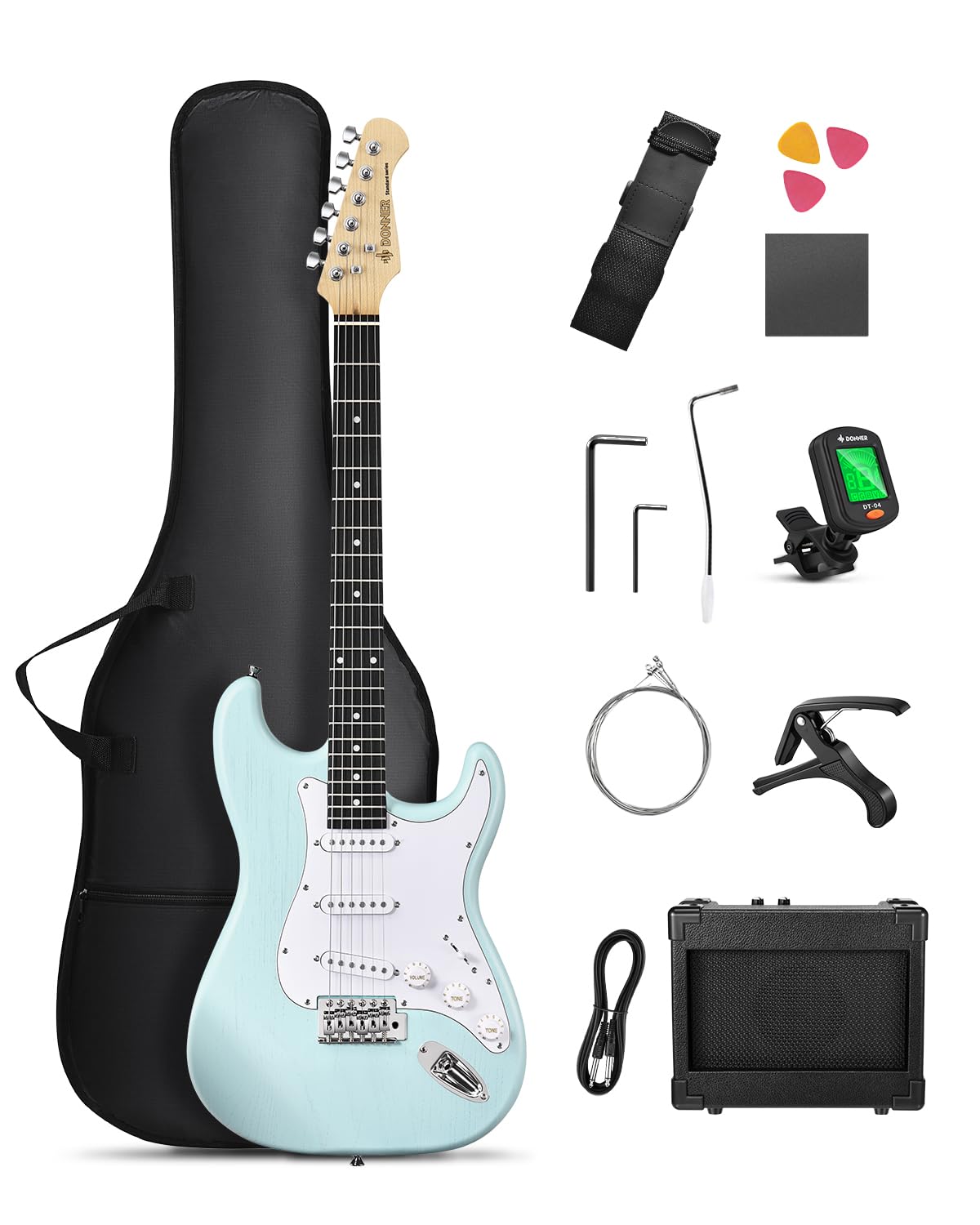 エレクトギターとセット 楽天市場】Donner エレキギター 初心者セット STタイプ SSS