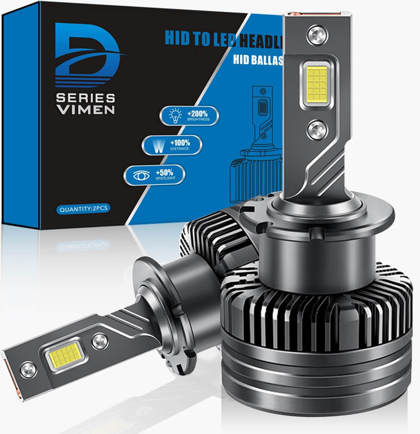 VIMEN D2S LED ヘッドライト 爆光 6500k ホワイト 車検対応 35W 12000lm 純正HIDを簡単LED化 12V車対応 D2S LEDバルブ 純正交換用 Dシリーズ 2本1セット