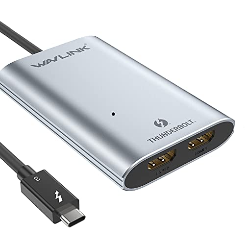 WAVLINK サンダーボルト３ HDMIアダプター デュアル4K シングル5K ディスプレイアダプター Thunderbolt 3 Dual 4K or Single 5K HDMI Adapter Mac＆Windows 対応(USB-Cとは非対応とな