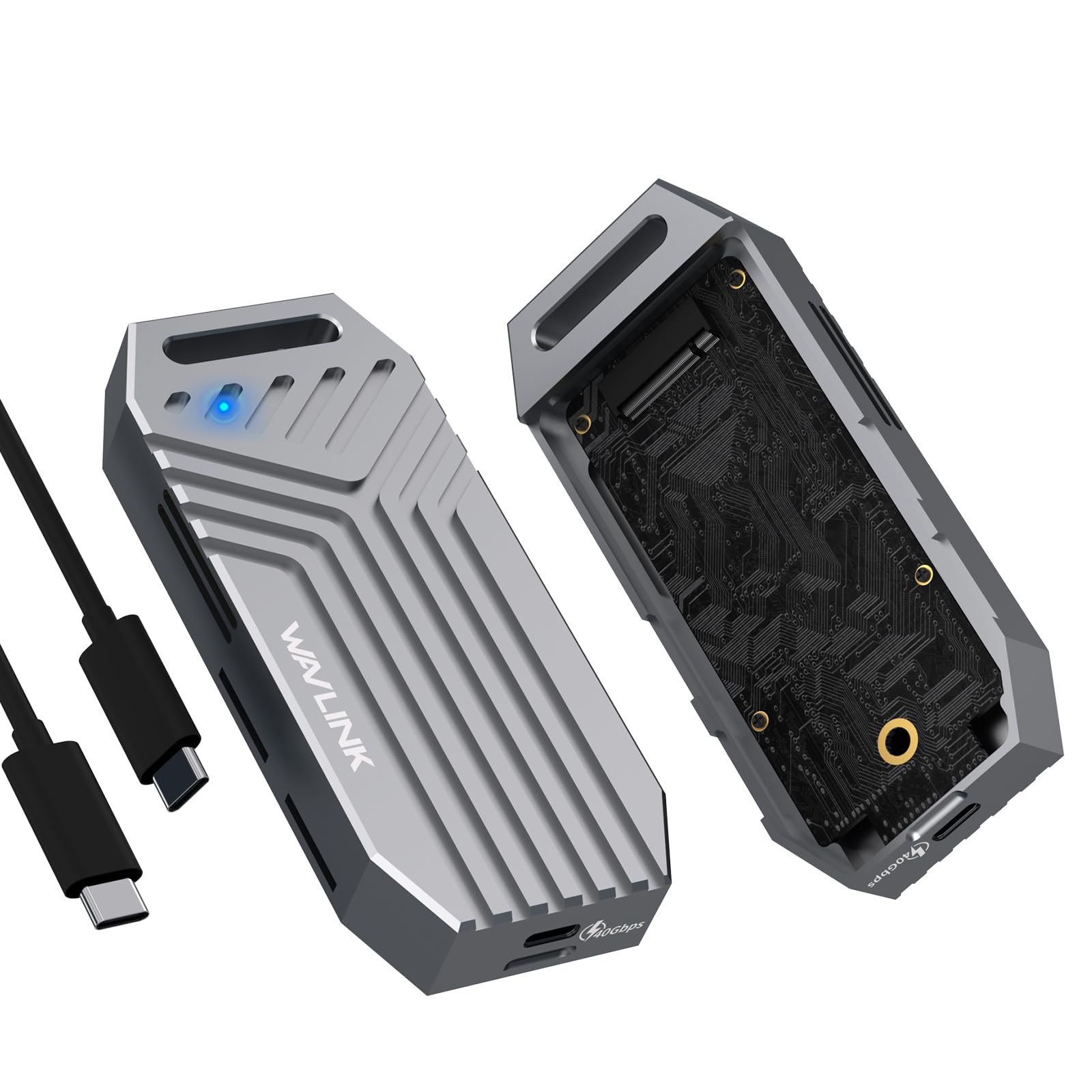 WAVLINK 40Gbps PCIe NVMe SSD エンクローザ、USB4 外付けM.2 NVMe SSD エンクローザ、B+M/M-Key PCIe SSD 2280、ツールフリーインストール、Thunderbolt 4/3/USB4/USB Cな