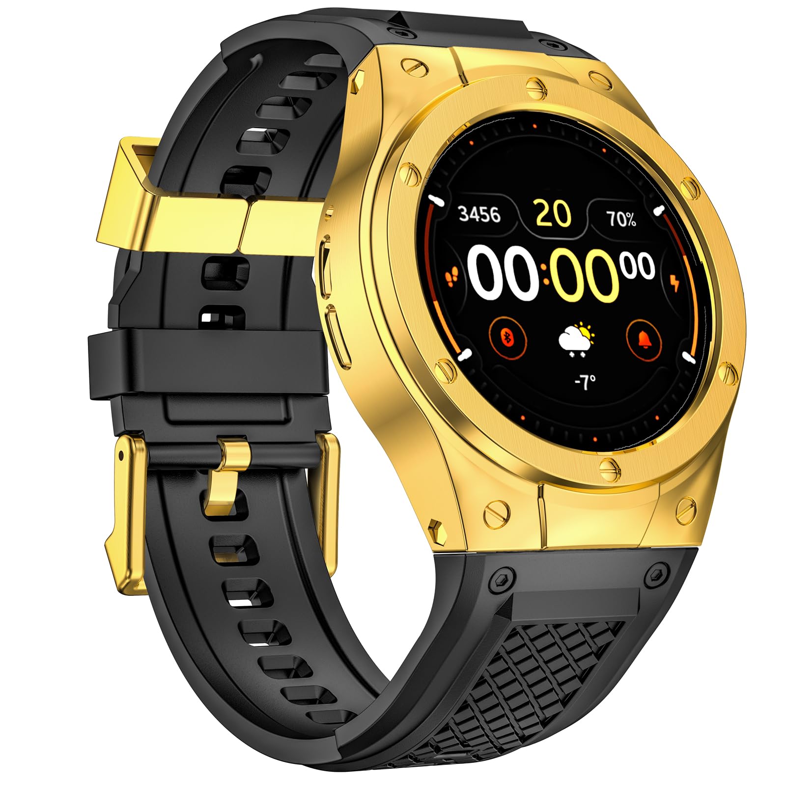 [MioHHR] ソフトシリコンバンド Google Pixel Watch 3/2/1用，ソフト交換用ストラップ ステンレススチール保護ケース Google Pixel Watch 41mm用，男女兼用 ゴールド