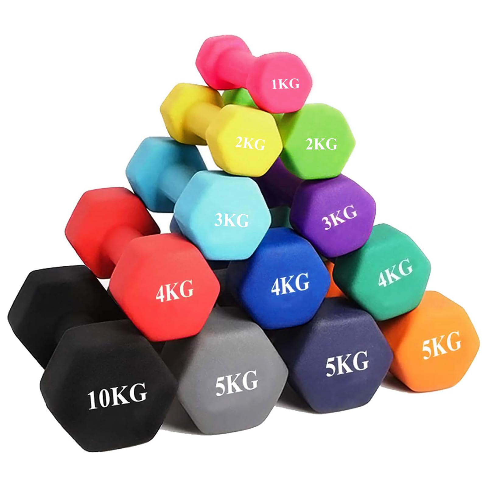 MOJEER ダンベル【2個セット1kg 2kg 3kg 4kg 5kg 6kg 8kg10kg】【 選べる8色】【エコ材質】筋トレ ダイエット 鉄アレイ ソフトコーティング HB (紫,5kg×2)
