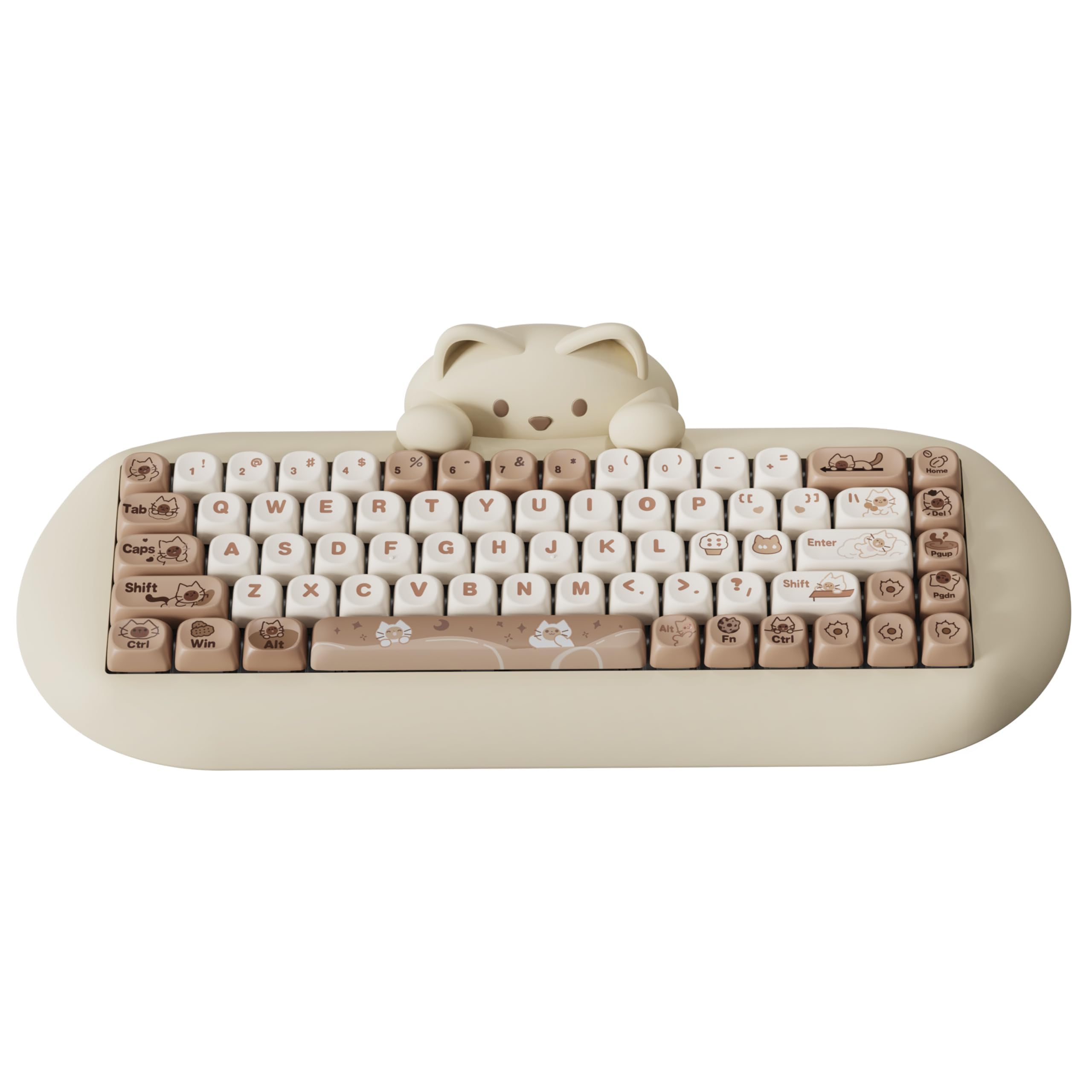 YUNZII C68 ワイヤレスメカニカルキーボード かわいい猫 ps4/ps5対応 65％ 無線 ホットスワップ シリコーン 人間工学 ゲーミングキーボード三つモード BT5.0/2.4G/有線 RGBバックライト NKRO Win/Mac用 技適認証取
