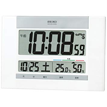セイコー クロック 掛け時計 置き時計 兼用 電波 デジタル カレンダー 快適度 温度 湿度 表示 薄型 白 パール SQ429W SEIKO[送料無料(一部地域を除く)]
