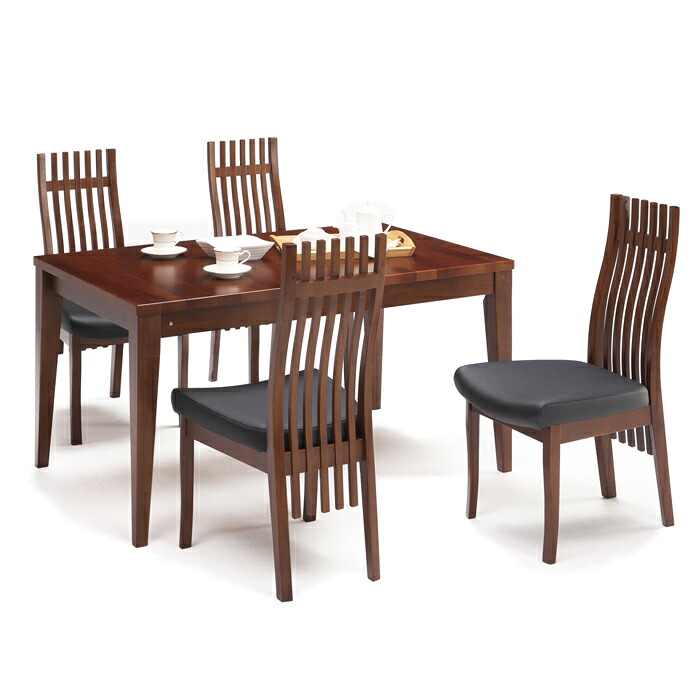 【マラソン期間中全品ポイント10倍】伸長式 ダイニングテーブルセット 5点 幅130cm 150cm 160cm 180cm 伸張 伸縮 4人用 ダイニングセット 4人掛け ブラウン ハイバックチェア ウォルナット材 スタイリッシュ モダン 木製 座面 合皮 おしゃれ 送料無料