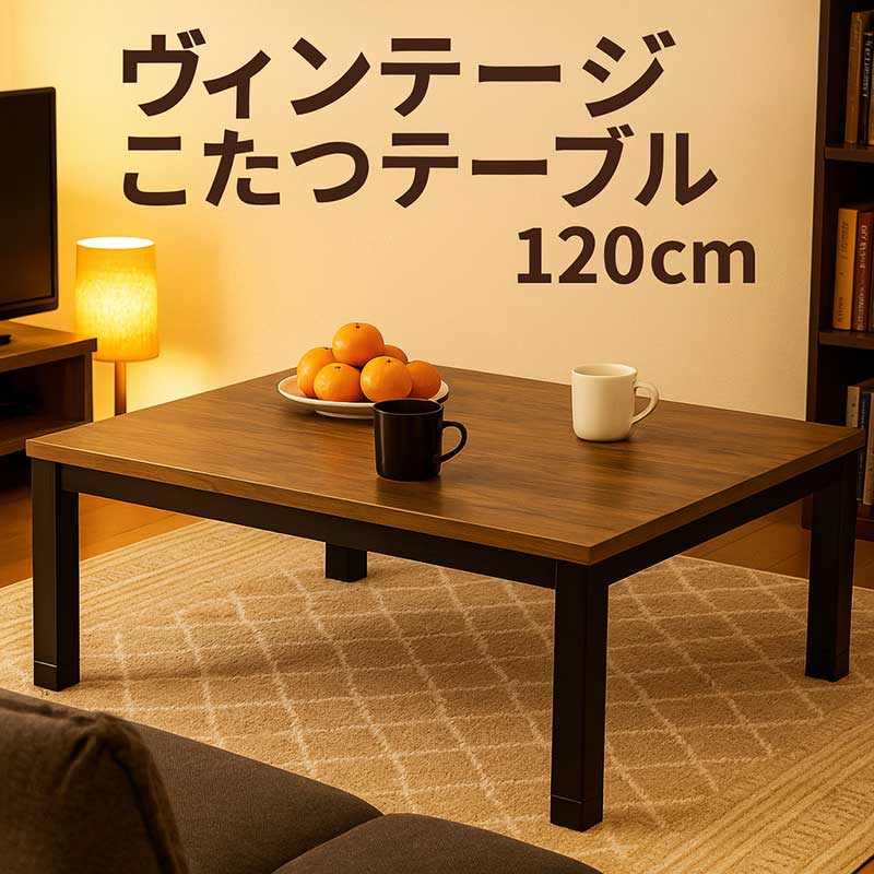 ローテーブル+こたつ　幅120cm ビンテージ風デザイン 楽天市場】【楽天スーパーSALE期間中全品ポイント10倍】こたつテーブル