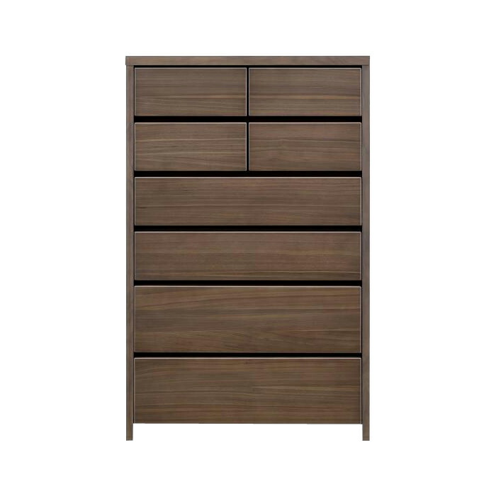 天然木 ハイチェスト 幅80cm 6段 完成品 タンス チェスト ブラウン ウォールナット材 引き出し フルオープンレール付き 奥行40cm 高さ128cm 整理たんす 衣類収納 シンプル モダン 送料無料