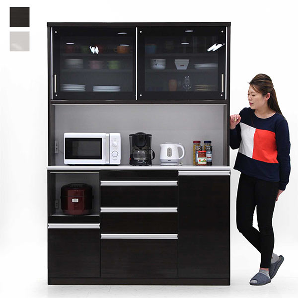 楽天市場 食器棚 引き戸 幅140cm 高さ0cm キッチンボード スライド レンジ台 大型レンジ対応 奥行50 ダイニングボード オープンボード スライドテーブル 引き出し収納 開き戸収納 レンジボード 大型レンジ キッチン 収納 コンセント ホワイト ブラウン 光沢 艶 清潔感