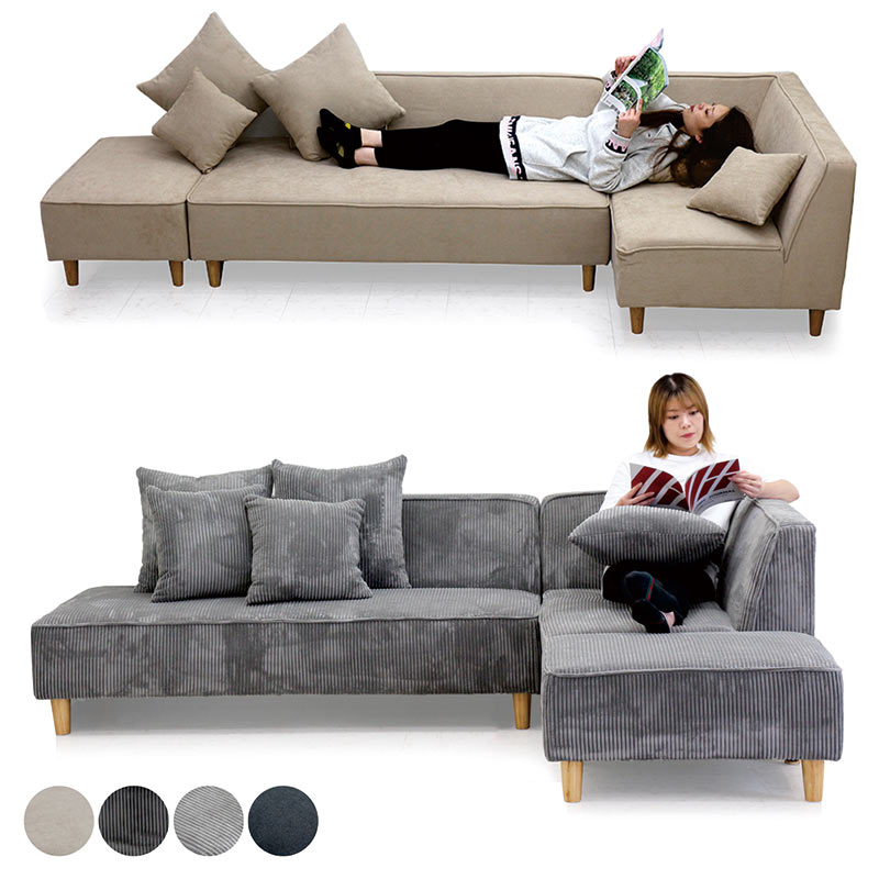 楽天市場】カウチソファー 3人掛け 4人掛け コーナーソファー ロー